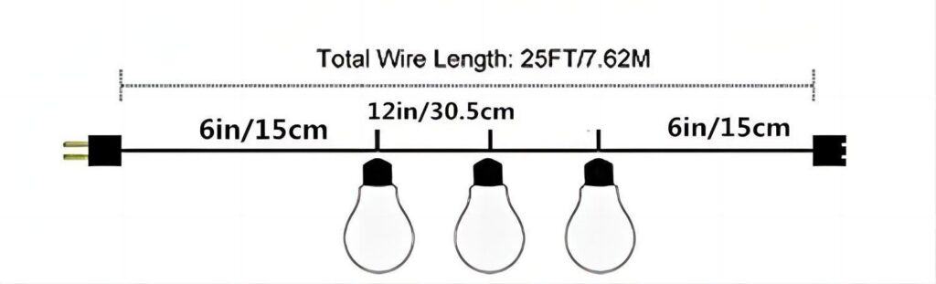 festoon lighting cable length design drawing